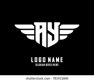 Initial A & Y wing logo template vector