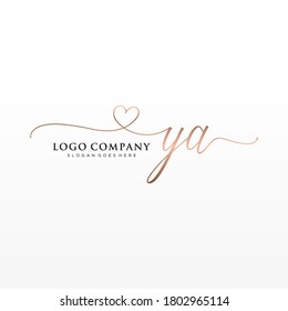 Initial YA beauty monogram and elegant logo design, handwriting logo of initial signature, wedding, fashion, floral and botanical with creative template.