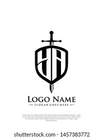 initial YA letter with shield style logo template vector
