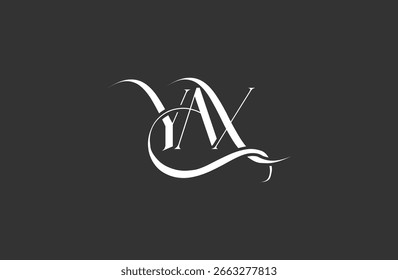 Diseño inicial del logotipo de la carta YAX. Diseño elegante del logotipo del monograma con los Elementos decorativos y la tipografía