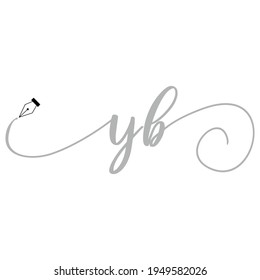 Initial YB logo handwriting business illustration fashion simple