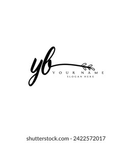 Initial YB logo handwriting floral typography ornament