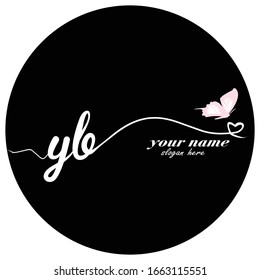 Initial YB logo handwriting vector butterfly illustration	