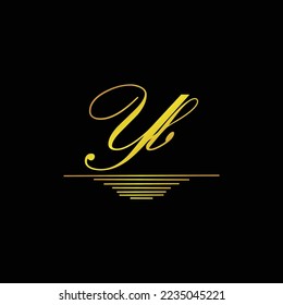 Initial YB logo signature elegant gold element