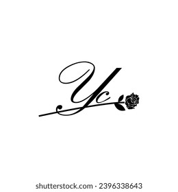 Ornamento de tipografía de flores de escritura YC inicial moderno