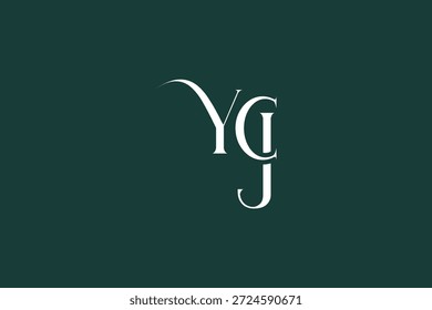 Diseño inicial del logotipo de la carta creativa de YCJ. Diseño elegante del logotipo del monograma con los Elementos decorativos y la tipografía
