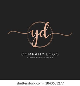 Initial YD beauty monogram and elegant logo design, handwriting logo of initial signature, wedding, fashion, floral and botanical with creative template.