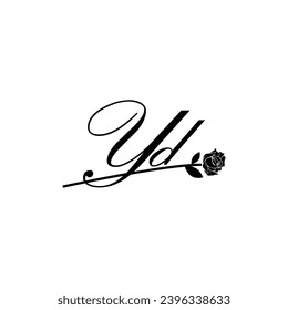 Initial YD handwriting flower typography ornament modern