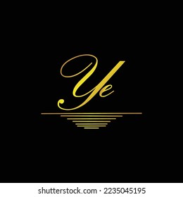 Marca inicial del logotipo YE elegante elemento dorado