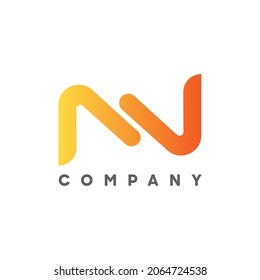 Plantilla de vectores de diseño de logotipo NN de la carta naranja amarilla inicial. Las letras NN vinculadas conectadas como conexión. Diseño De Logotipo De Letra NN Resumen Creativo.