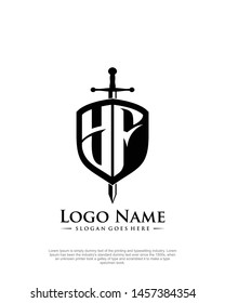initial YF letter with shield style logo template vector