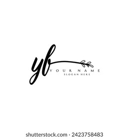 Initial YF logo handwriting floral typography ornament