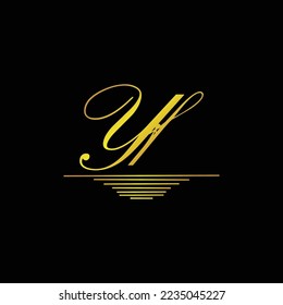 Initial YF logo signature elegant gold element