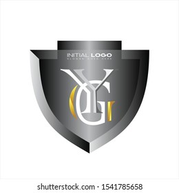 Initial YG, GY letter logo shield 