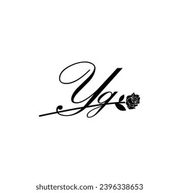 Initial YG handwriting flower typography ornament modern