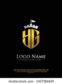initial YG letter with shield style logo template vector