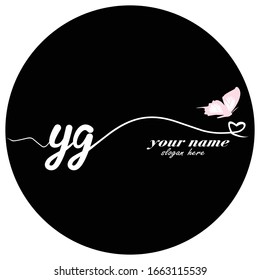 Initial YG logo handwriting vector butterfly illustration	