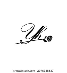 Ornamento de tipografía de flores de escritura YH inicial moderno