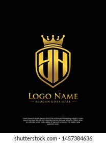 initial YH letter with shield style logo template vector