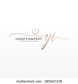 Monograma inicial de belleza YI y diseño elegante de logotipo, logotipo de escritura a mano de firma inicial, boda, moda, floral y botánica con plantilla creativa.