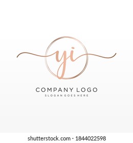 Initial YI beauty monogram and elegant logo design, handwriting logo of initial signature, wedding, fashion, floral and botanical with creative template.