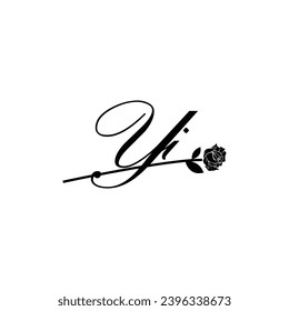 Initial YI handwriting flower typography ornament modern