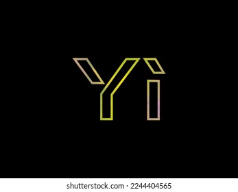 Initial YI Letter Logo With Colorful Rainbow Texture Vector	