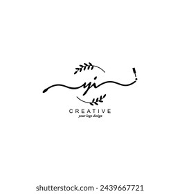 Initial YI logo handwriting botanical branding typography
