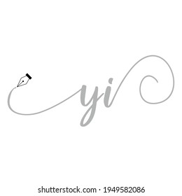 Initial YI logo handwriting business illustration fashion simple