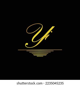 Initial YI logo signature elegant gold element