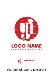 Initial YI negative space logo with circle template