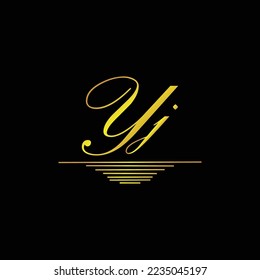 Erstmaliges YJ-Logo-Unterschrift mit elegantem goldenem Element