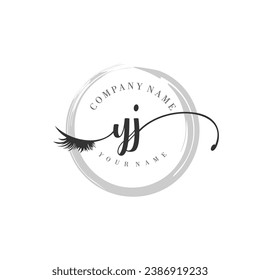 Initial YJ monogram eye and eyelash handwriting