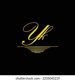 Initial YK logo signature elegant gold element