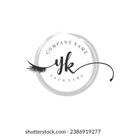 Initial YK monogram eye and eyelash handwriting