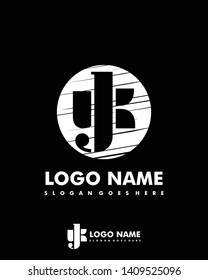 Initial YK negative space logo with circle template