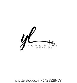Initial YL logo handwriting floral typography ornament