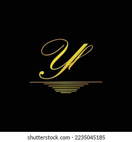 Initial YL logo signature elegant gold element