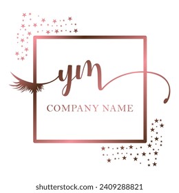 Initial YM calligraphy company eye and eyelash handwriting