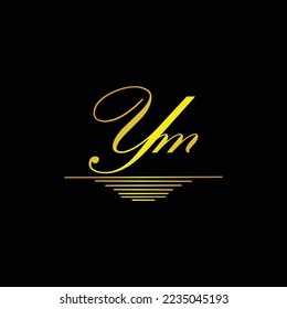 Marca inicial del logotipo YM elemento oro elegante