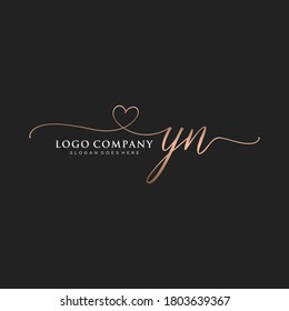 Initial YN  beauty monogram and elegant logo design, handwriting logo of initial signature, wedding, fashion, floral and botanical with creative template.