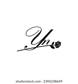 Initial YN handwriting flower typography ornament modern