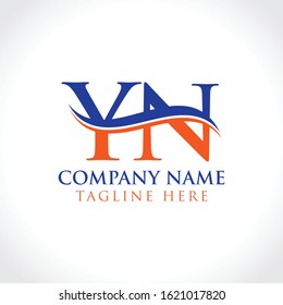 Initial YN Letter Logo Vector Template. Creative Linked Letter YN Logo Design