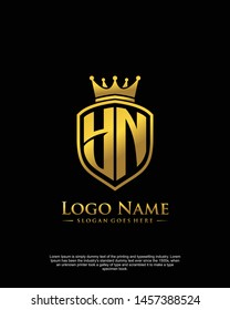 initial YN letter with shield style logo template vector