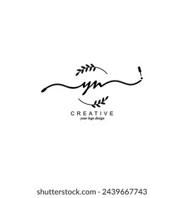 Initial YN logo handwriting botanical branding typography
