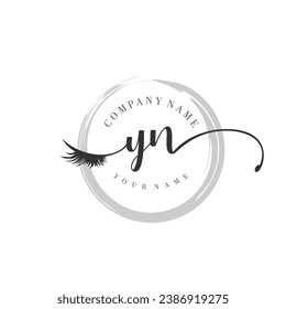 Initial YN monogram eye and eyelash handwriting