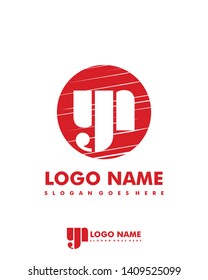 Initial YN negative space logo with circle template