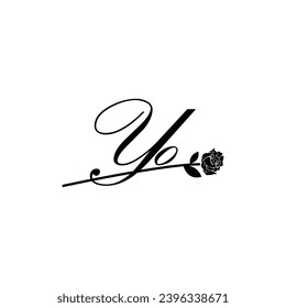 Initial YO handwriting flower typography ornament modern