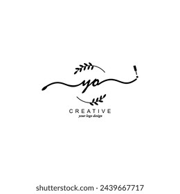 Initial YO logo handwriting botanical branding typography