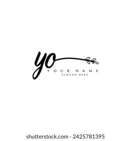 Initial YO logo handwriting floral typography ornament